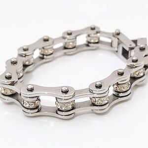 Chain Bracelet 7" Stainless Steel Silver Excellent Condition Extra Link